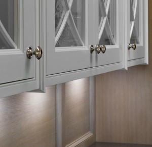 Arbor Mills Beaded Inset White Cabinetry with Glass
