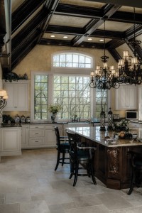 Arbor Mills Rustic White Kitchen and Stained Island