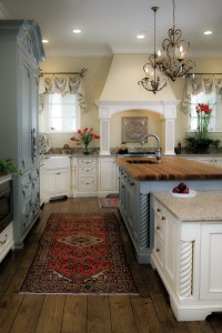 French Country Blue and White Inset Kitchen by Arbor Mills
